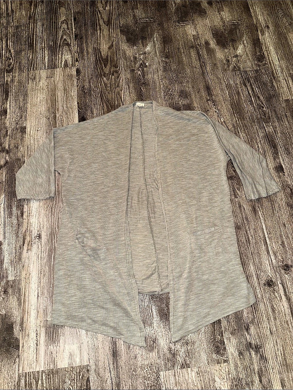 Donni Striped Open Front Cardigan in Gray